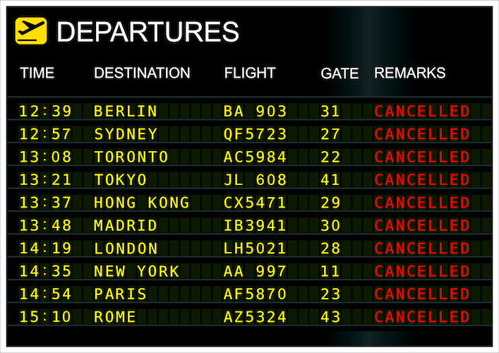 panel vuelos cancelados