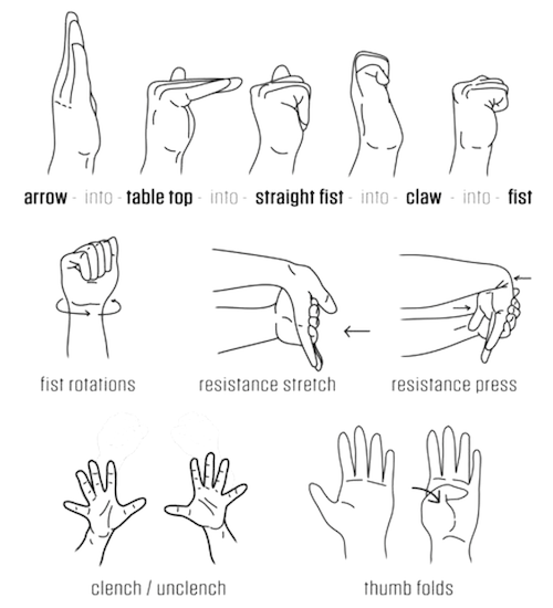 ejercicios para muñecas manos dedos